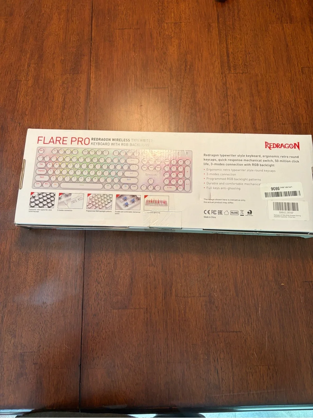 Flare Pro Wireless RGB Retro Round-Key Keyboard - White